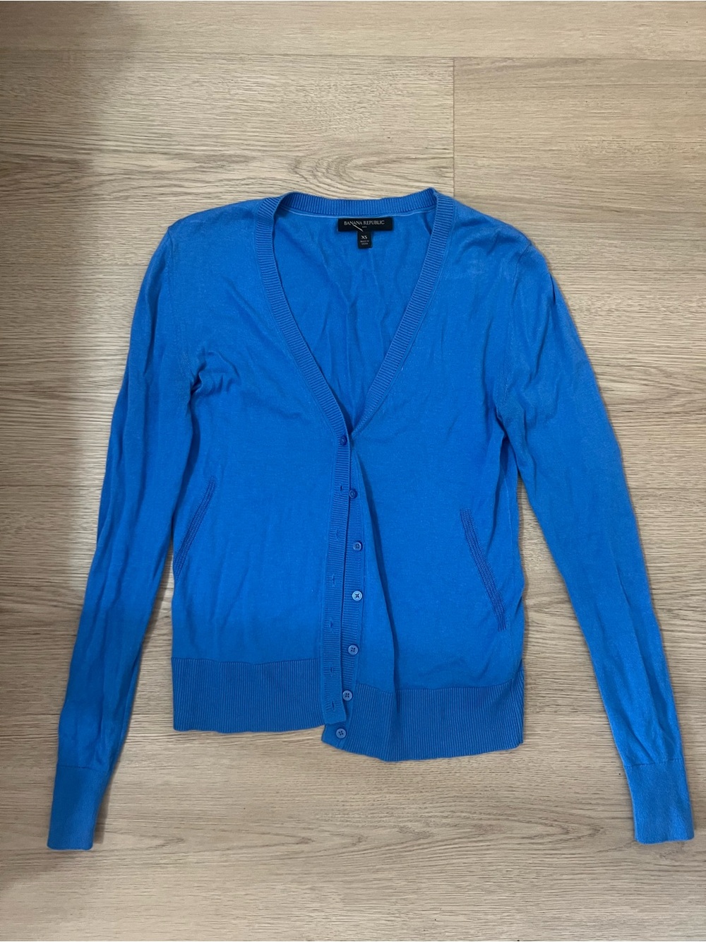 Banana Republic Bright Blue V-Neck Button Cardigan